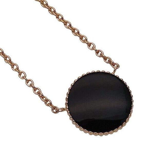 Dior Necklace Diamond Onyx Pink Gold Pendant - Picture 3 of 6